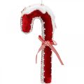 Floristik24 Decorazione bastoncino di zucchero grande natalizio rosso bianco con pizzo H36cm