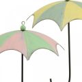 Floristik24 Ombrelli in metallo, primavera, ombrelli sospesi, decorazione autunnale rosa/verde, blu/giallo H29,5 cm Ø24,5 cm set da 2