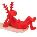 Statuetta decorativa di renna rossa, sdraiata, design moderno, 24 cm, 2 pezzi | Floristik24.it