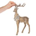 Statuetta decorativa di un cervo in piedi con corna e pigne, 41 cm | Floristik24.it
