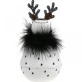 Floristik24 Renna decorativa, decorazione natalizia, figura decorativa in metallo, Avvento bianco, nero H15.5cm Ø8cm