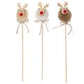 Statuetta decorativa di renna con pompon, mollette natalizie da 24 cm, 12 pezzi | Floristik24.it
