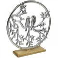Floristik24 Decorazione da tavola primavera, anello decorativo uccello deco argento H37.5cm