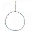 Floristik24 Anello con perle, primavera, anello decorativo, matrimonio, ghirlanda da appendere bianco Ø28cm 4pz