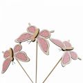 Floristik24 Bastoncini decorativi farfalla rosa in legno 7,5 cm 28 cm 12 pezzi