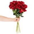 Rosa artificiale con gambo lungo, fiore artificiale rosso, 62 cm, 12 pezzi | Floristik24.it