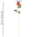 Rosa artificiale con gambo lungo, fiore artificiale rosso, 62 cm, 12 pezzi | Floristik24.it