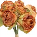 Floristik24 Mazzo di rose, fiori di seta, rose artificiali arancioni, aspetto antico L23cm 8 pezzi