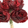 Floristik24 Rose artificiali rosse, fiori di seta, mazzo di rose L23cm 8pz