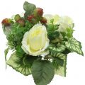 Floristik24 Bouquet di rose / ortensie bianco con frutti di bosco 31 cm