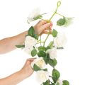 Ghirlanda di rose artificiali con fiori bianchi per decorazione, 170 cm | Floristik24.it