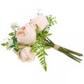Floristik24 Bouquet di rose artificiali, bouquet di fiori di seta, rose in mazzo, bouquet di rose artificiali rosa L28cm