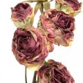 Floristik24 Rosa artificiale, decorazione da tavola, fiore artificiale rosa, ramo di rosa aspetto antico L53cm