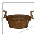 Ciotola decorativa a forma di testa di renna, ovale, color ruggine, rustica, 41 cm | Floristik24.it