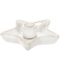 Floristik24 Portacandele a stella in ceramica, bianco, per candele affusolate, 12 cm, 2 pezzi