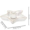 Portacandele a stella in ceramica, bianco, per candele affusolate, 12 cm, 2 pezzi | Floristik24.it