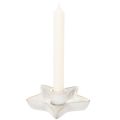 Portacandele a stella in ceramica, bianco, per candele affusolate, 12 cm, 2 pezzi | Floristik24.it