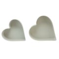 Floristik24 Ciotola decorativa in plastica cuore bianco grigio 24/21 cm set da 2