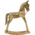 Floristik24 Cavallo a dondolo decorativo in legno massello natura natalizia, dorato 28 × 39 × 9,5cm