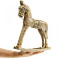 Floristik24 Cavallo a dondolo decorativo in legno massello natura natalizia, dorato 28 × 39 × 9,5cm
