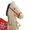 Floristik24 Cavallo a dondolo in legno naturale, rosso 21,5cm H21cm