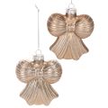 Floristik24 Decorazioni natalizie in vetro, fiocco per appenderle, 10 cm, 2 pezzi