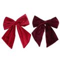 Floristik24 Fiocco in velluto a coste rosso per decorazioni natalizie da appendere, 24 cm, 2 pezzi