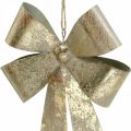 Floristik24 Fiocco da appendere, decorazioni per l&#39;albero di Natale, decorazioni in metallo dorato, aspetto antico H23cm L16cm