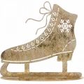 Floristik24 Pattino da ghiaccio in metallo, decorazione invernale, pattino da ghiaccio decorativo, aspetto antico dorato natalizio H22.5cm