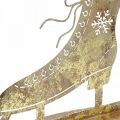 Floristik24 Pattino da ghiaccio in metallo, decorazione invernale, pattino da ghiaccio decorativo, aspetto antico dorato natalizio H22.5cm