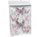 Farfalle decorative con clip, farfalle di piume rosa 4,5-8 cm 10p