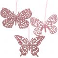 Floristik24 Decorazione da appendere Schmetterling Pink Glitter10cm 6pcs