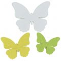 Floristik24 Farfalla in legno bianco / giallo / verde 3 cm - 5 cm 48 pezzi