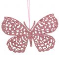 Floristik24 Appendiabiti Deco farfalla rosa glitter 8cm 12pz