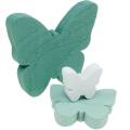 Floristik24 Farfalle per spolverare decoro in legno verde, menta, bianco 29pz