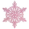 Floristik24 Fiocco di neve in legno 8-12 cm rosa/bianco 12 pezzi.