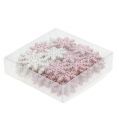 Floristik24 Fiocco di neve 4cm rosa/bianco con glitter 72pz