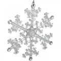 Floristik24 Fiocco di neve decorativo, decorazione invernale, cristallo di ghiaccio da appendere, Natale H10cm L9,5cm plastica 12 pezzi