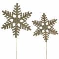 Floristik24 Tappo decorativo fiocco di neve glitter Ø8/10cm 18p
