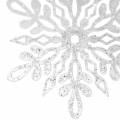 Floristik24 Fiocco di neve da appendere 14,5cm trasparente, glitter 12pz
