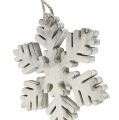 Floristik24 Fiocchi di neve in legno di colore bianco-grigio. 7-12 cm 6 pezzi