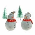 Floristik24 Figura natalizia pupazzo di neve con abete grigio cemento, colorato 9 cm - 11 cm 4 pezzi