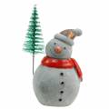 Floristik24 Figura natalizia pupazzo di neve con abete grigio cemento, colorato 9 cm - 11 cm 4 pezzi