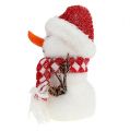 Floristik24 Pupazzo di neve bianco-rosso floccato 24cm