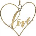 Floristik24 Scritta Love cuore deco metallo oro da appendere 27cm