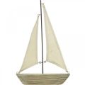 Floristik24 Barca a vela decorativa in legno, decorazione marittima, nave decorativa shabby chic, colori naturali, bianco H29cm L18cm