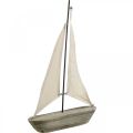 Floristik24 Barca a vela, barca in legno, decorazione marittima shabby chic colori naturali, bianco H37cm L24cm