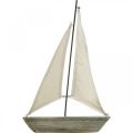 Floristik24 Barca a vela, barca in legno, decorazione marittima shabby chic colori naturali, bianco H37cm L24cm