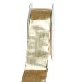 Floristik24 Nastro regalo oro con bordo in filo 40mm 25m
