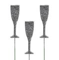 Floristik24 Bicchiere da champagne con glitter argento 8cm L28cm 24pz